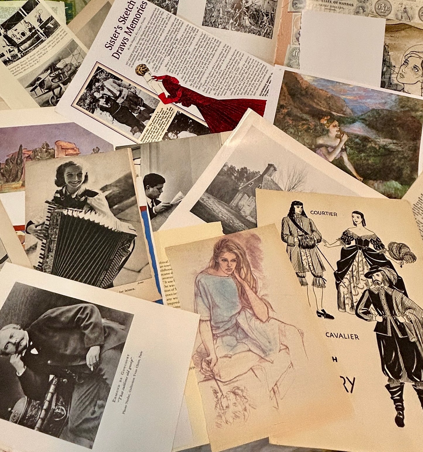 Vintage Illustrated Paper Pack – 30 Pages