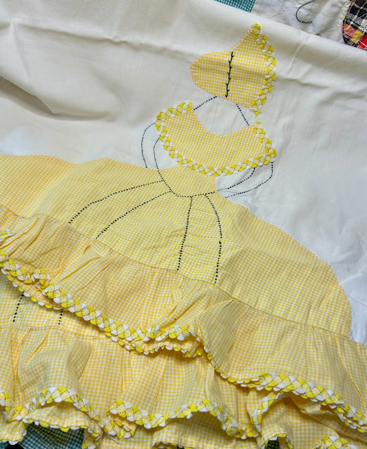 Set of Vintage Yellow & White Southern Belle pillow cases