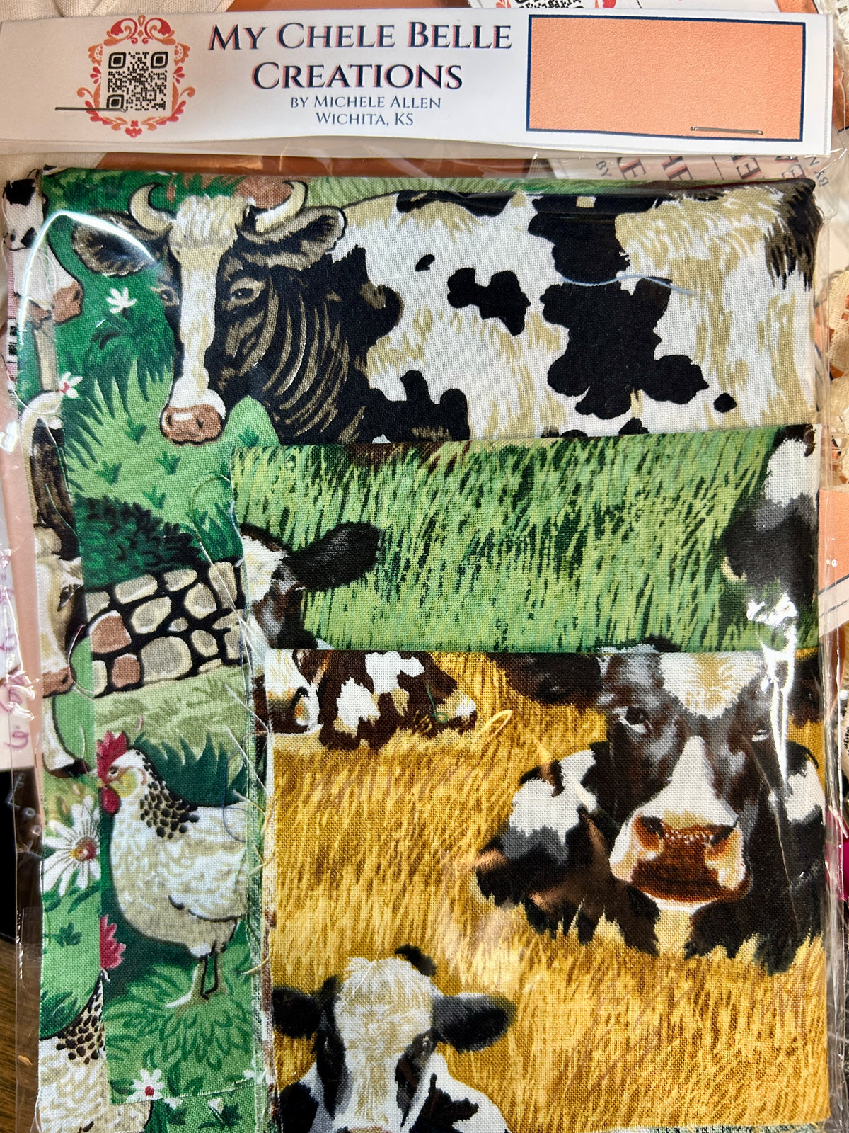 6 pieces of Coordinating Holstein Cow Fabric
