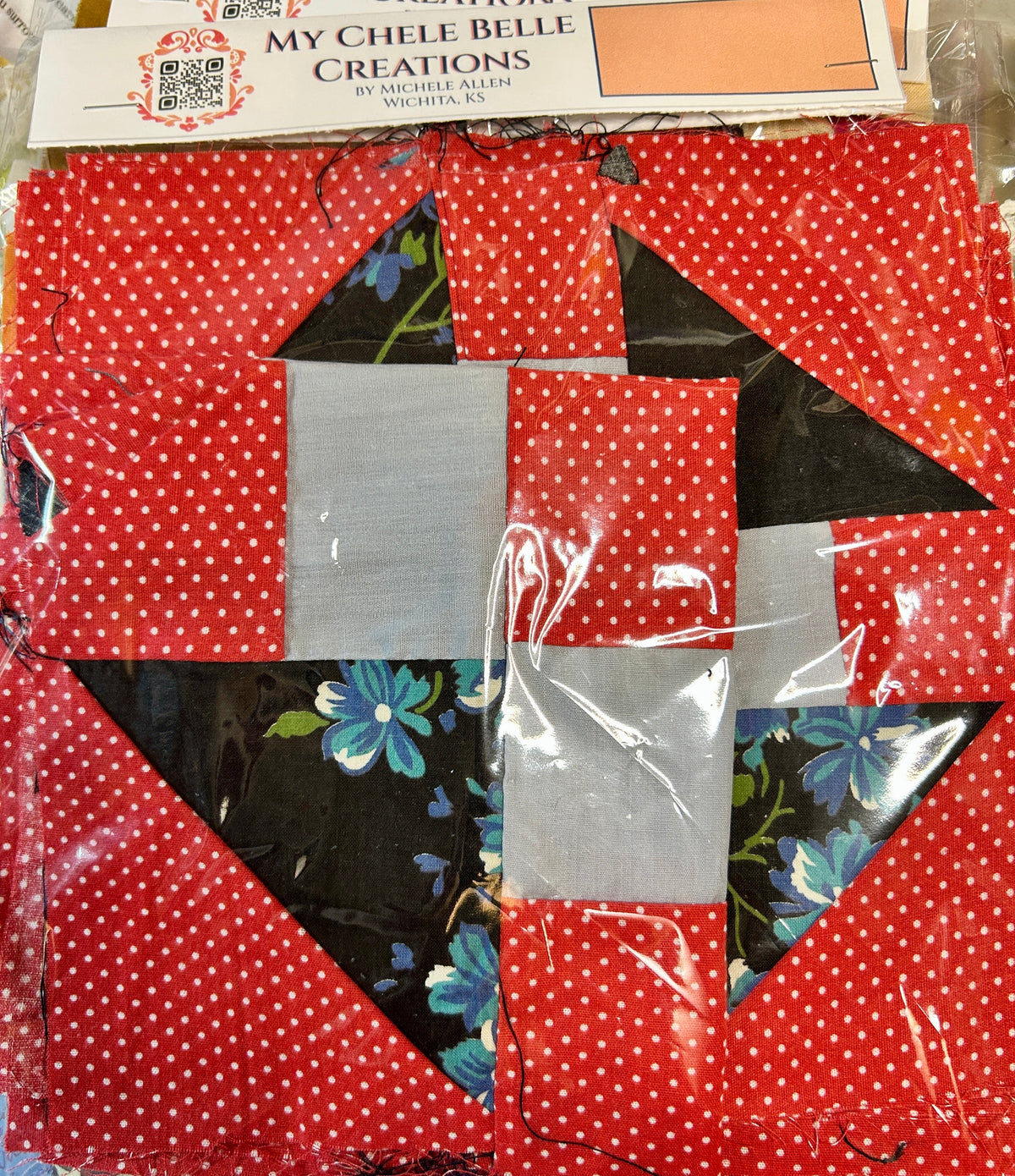 Red polka dot & Black Quilt Squares