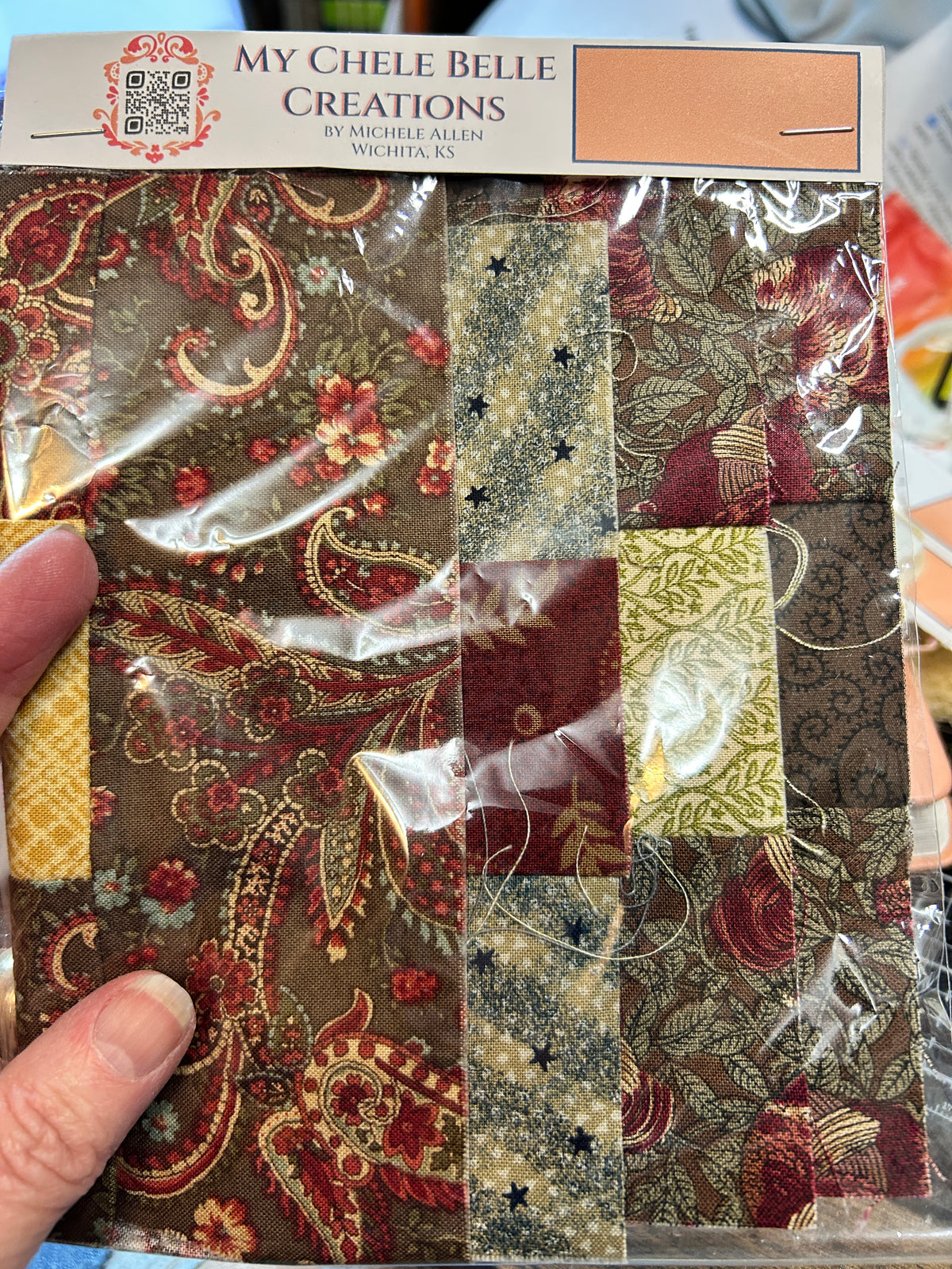 4 6 1/2" coordinated Quilt squares