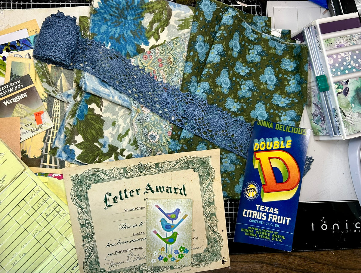 Vintage Inspired Junk Journal - Navy & Green
