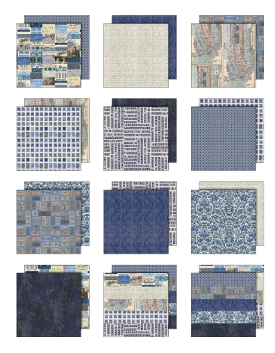 Tim Holtz 12 x 12 scrapbook paper - Indigo