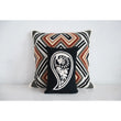 Woven Cotton Slub Lumbar Pillow w/ Embroidered Paisley