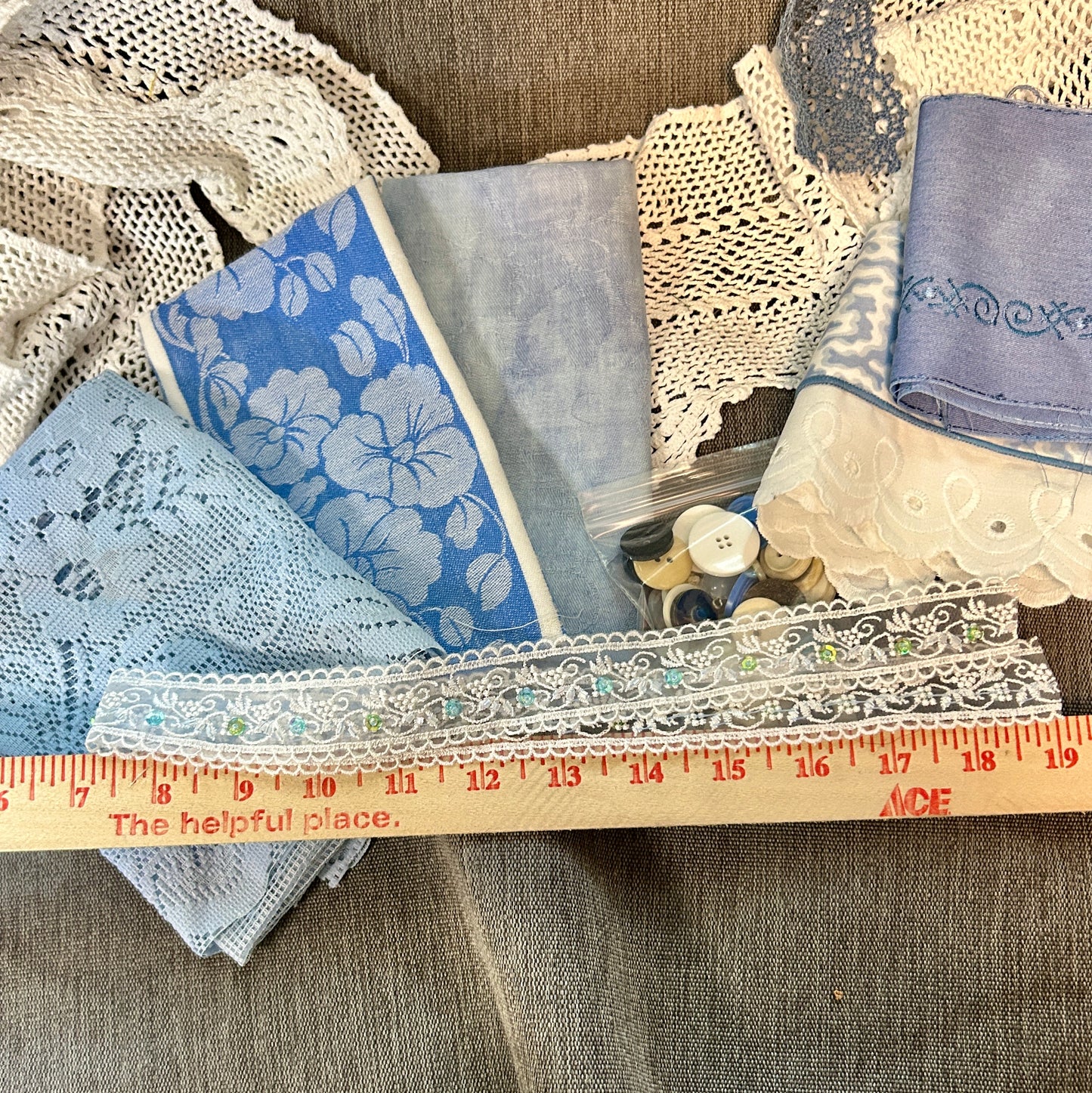 Blue Fabric Bundle w/ trims and buttons