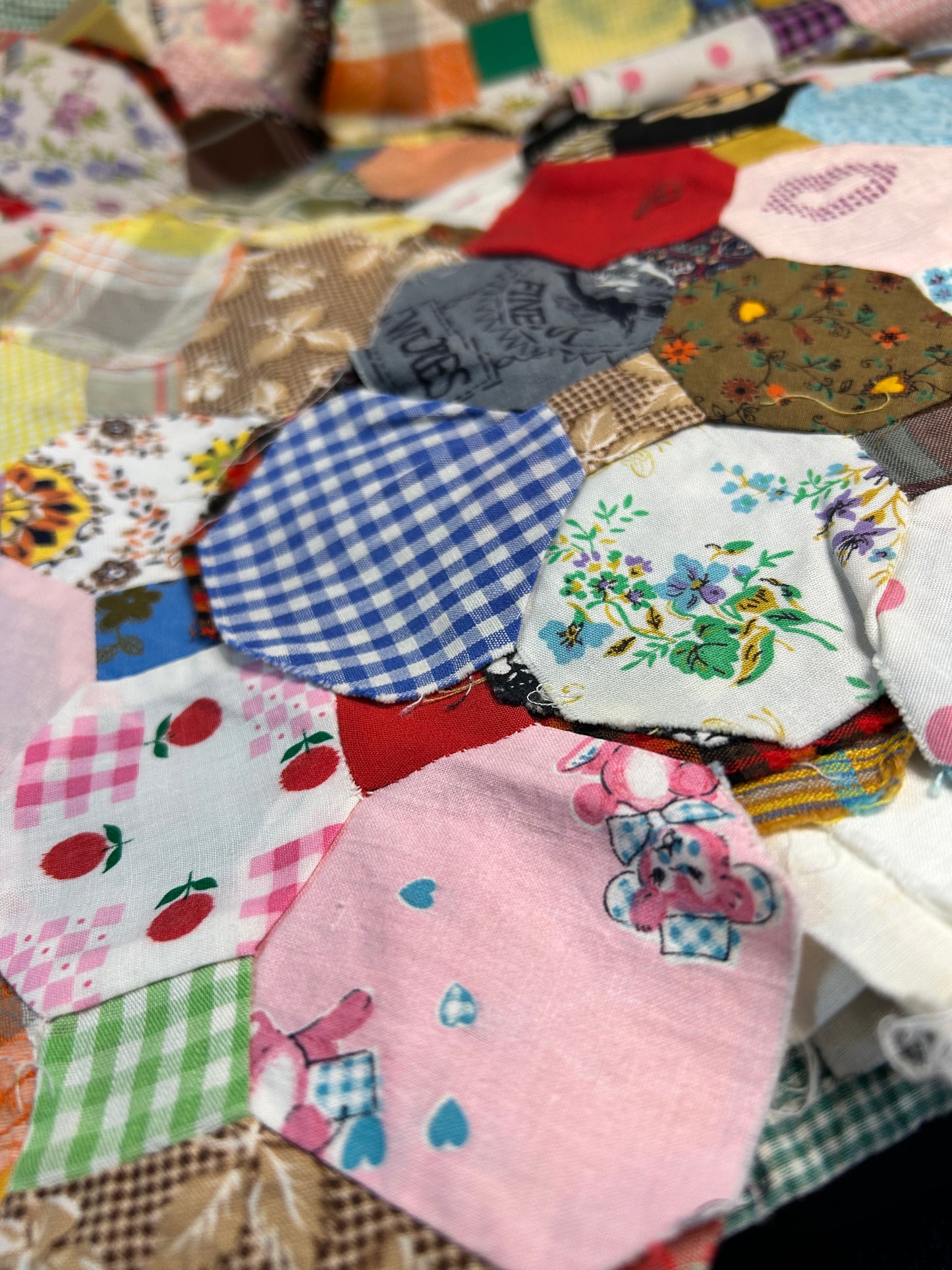 3 Hexagon quilt squares