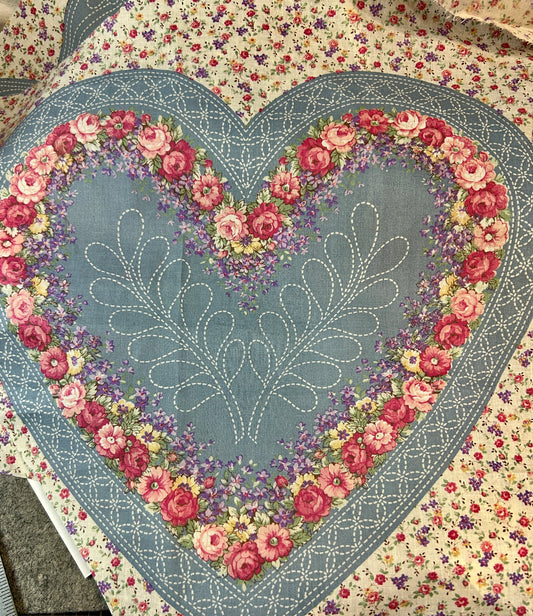 Vintage Joan Kessler Fabric w/ hearts & Flowers