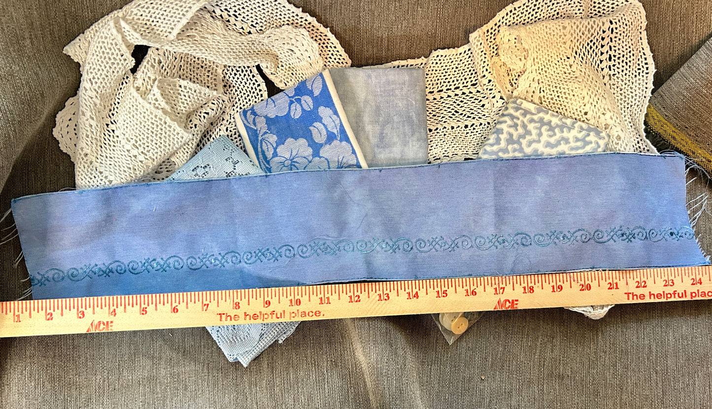 Blue Fabric Bundle w/ trims and buttons