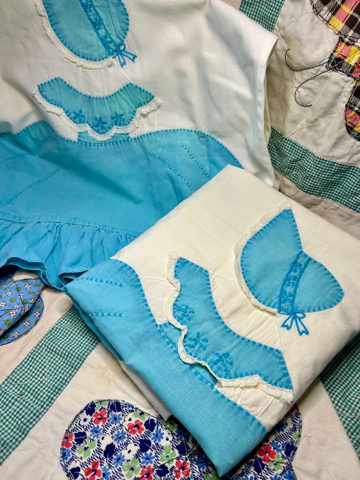 Set  of Vintage Blue & White Southern Belle pillow cases