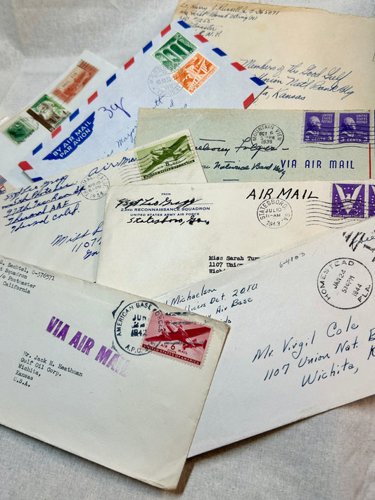 10 vintage posted envelopes - 1930's - 60's
