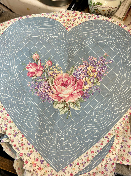 Vintage Joan Kessler Fabric w/ hearts & Flowers