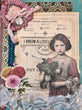 Mixed Media Girl with Flowers ~ 9 X 12"