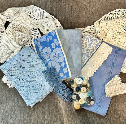 Blue Fabric Bundle w/ trims and buttons