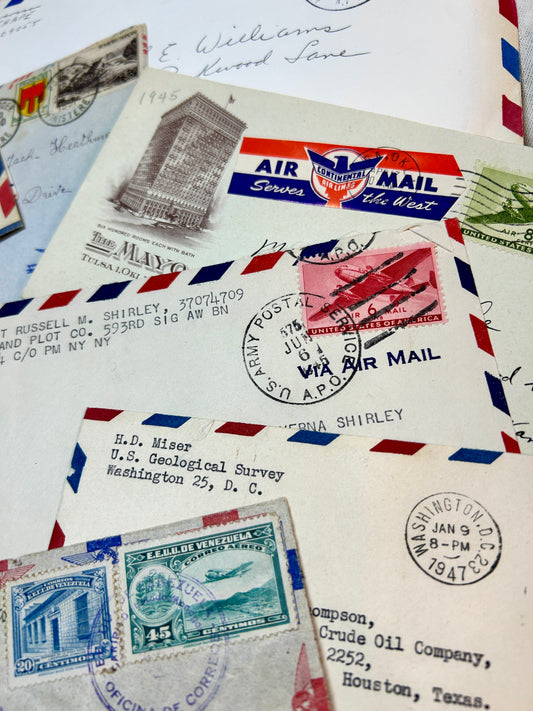 10 vintage posted envelopes - 1930's - 60's