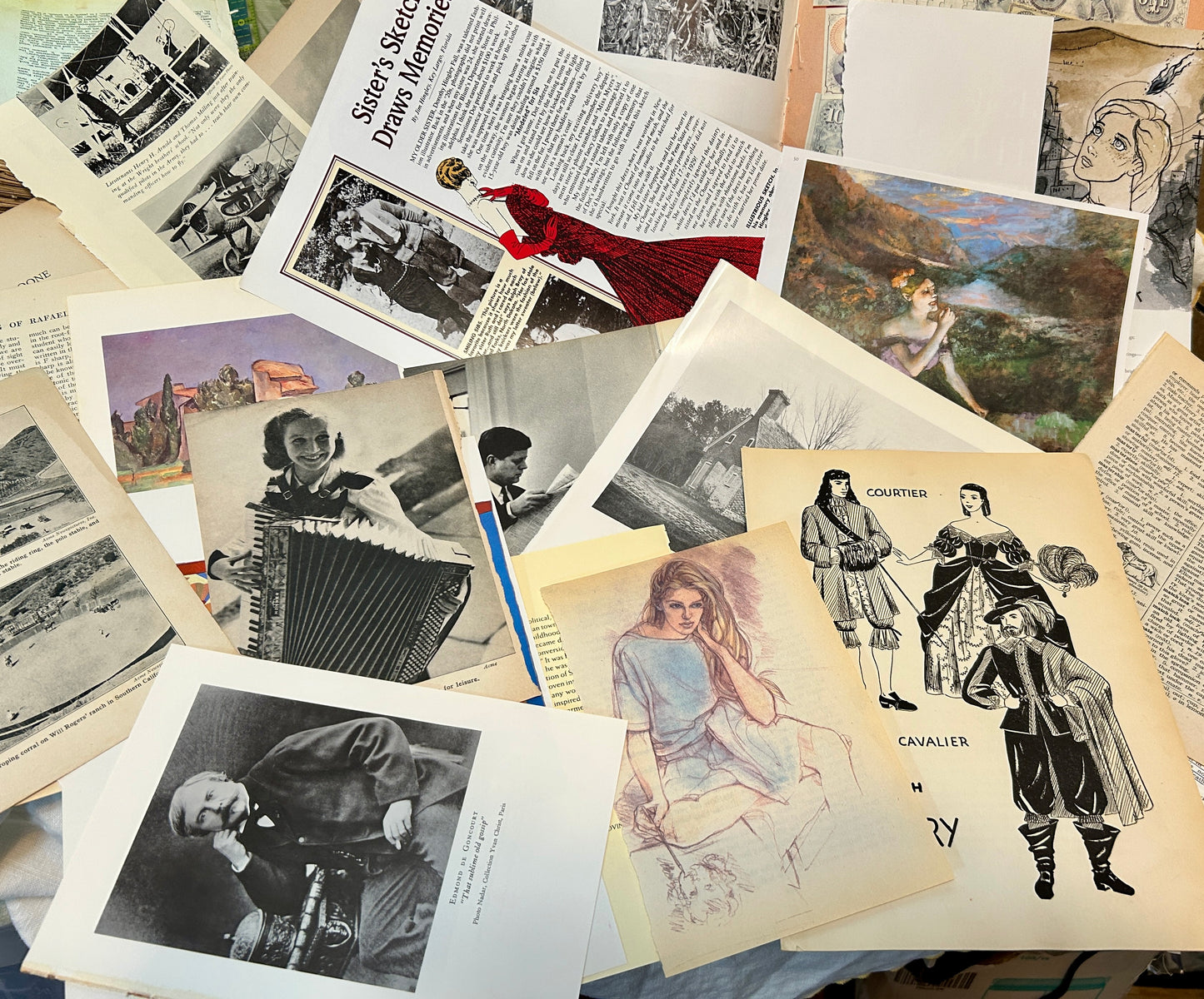 Vintage Illustrated Paper Pack – 30 Pages
