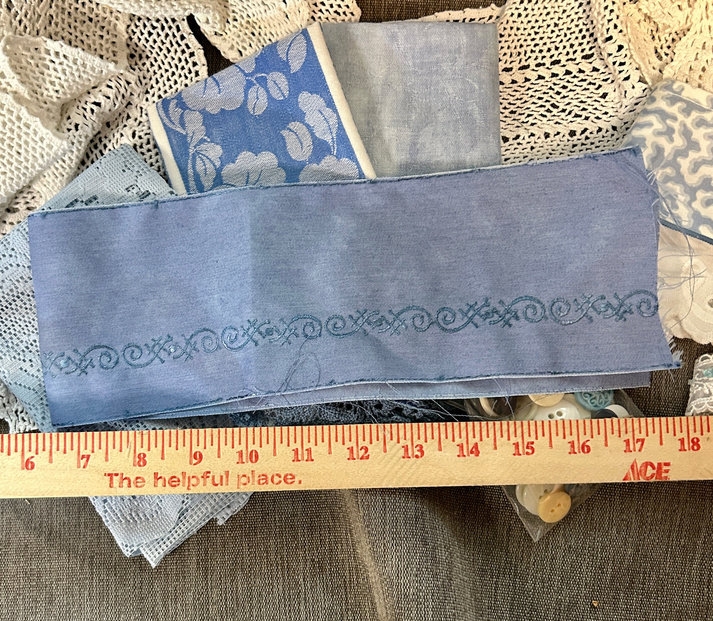 Blue Fabric Bundle w/ trims and buttons