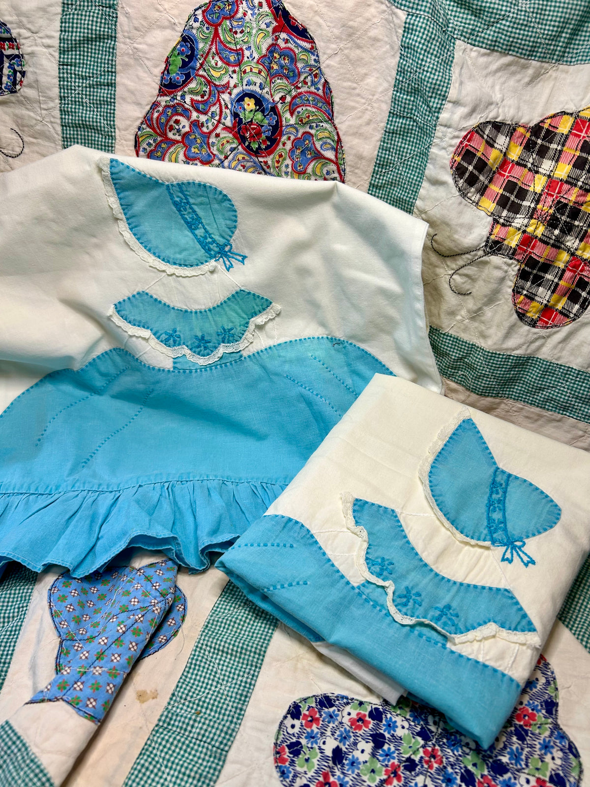Set  of Vintage Blue & White Southern Belle pillow cases