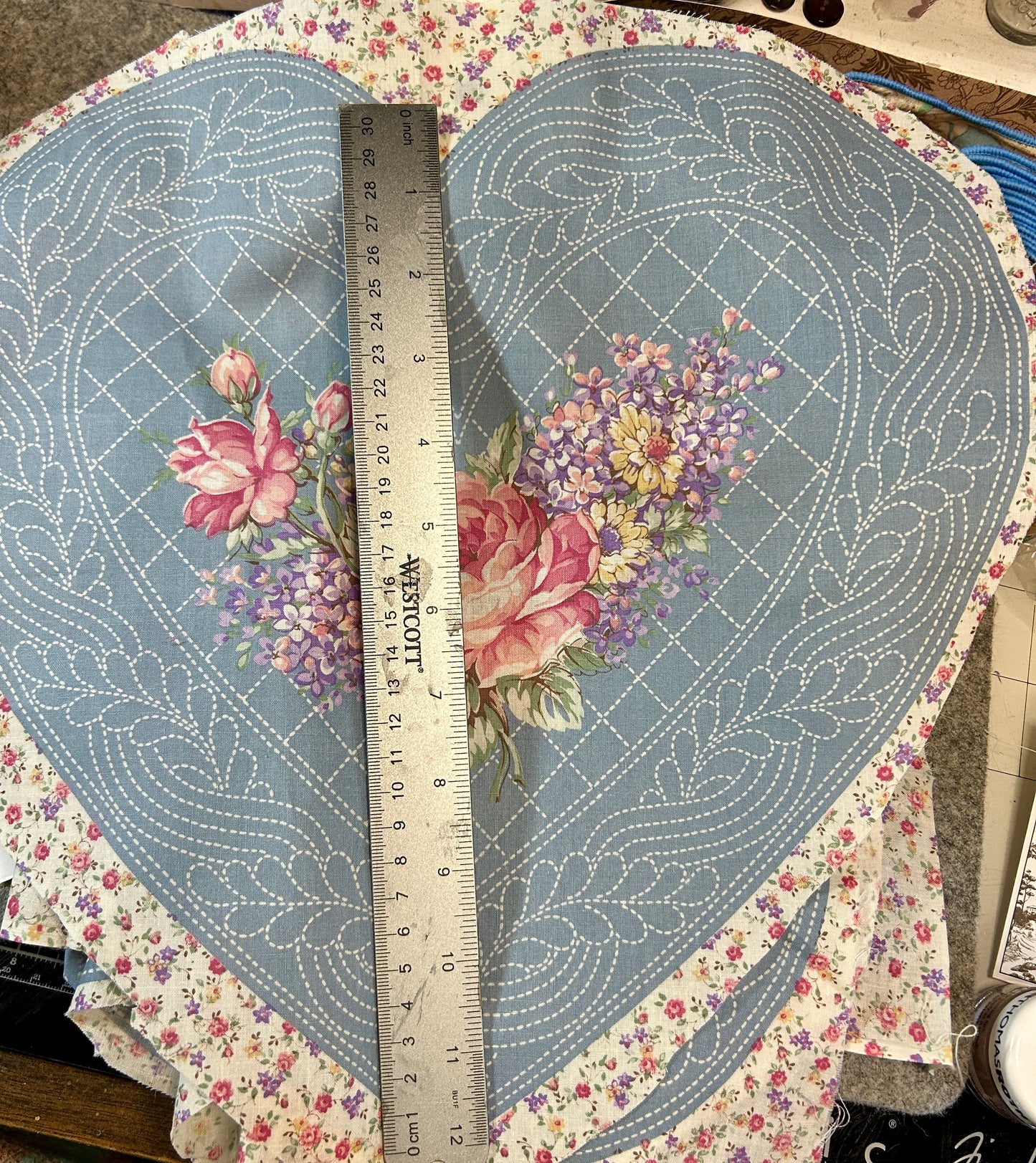Vintage Joan Kessler Fabric w/ hearts & Flowers