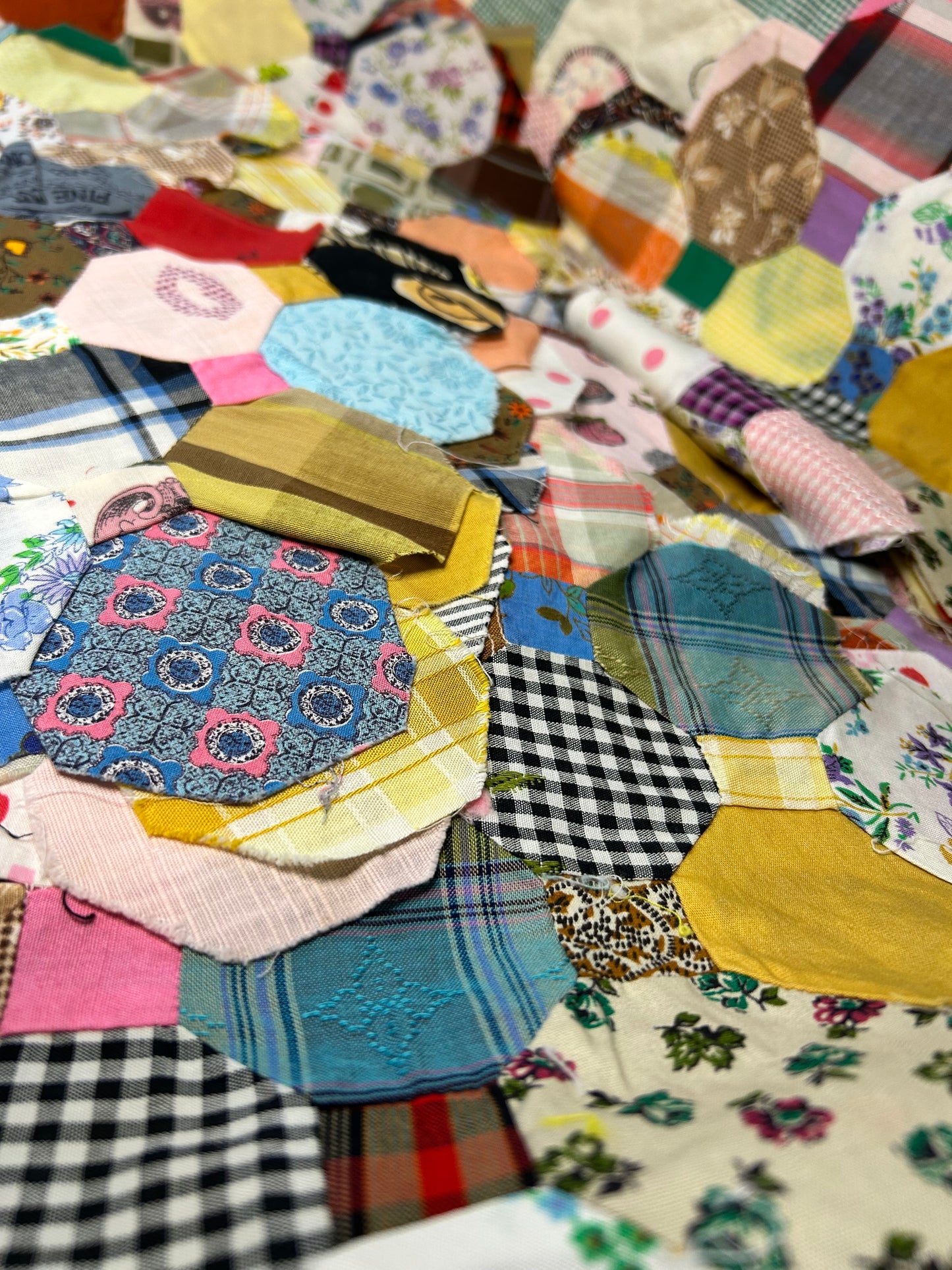 3 Hexagon quilt squares