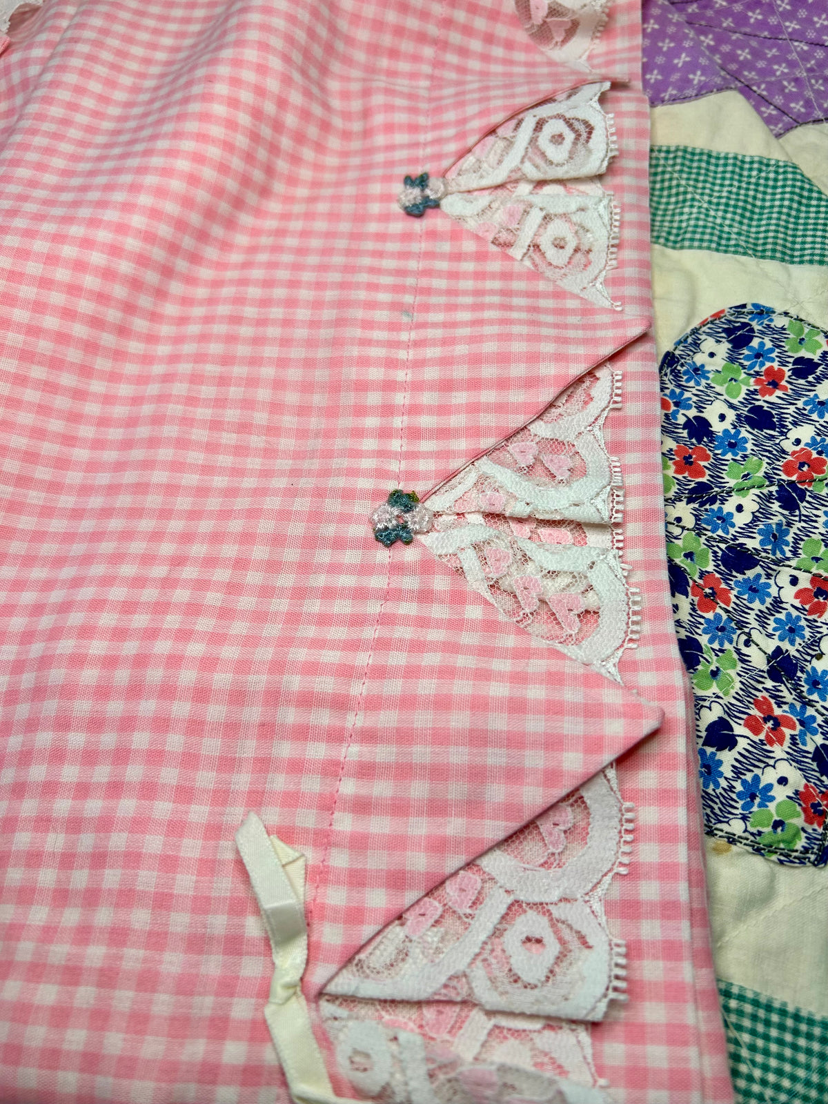 Set  of Vintage Pink Gingham pillow cases