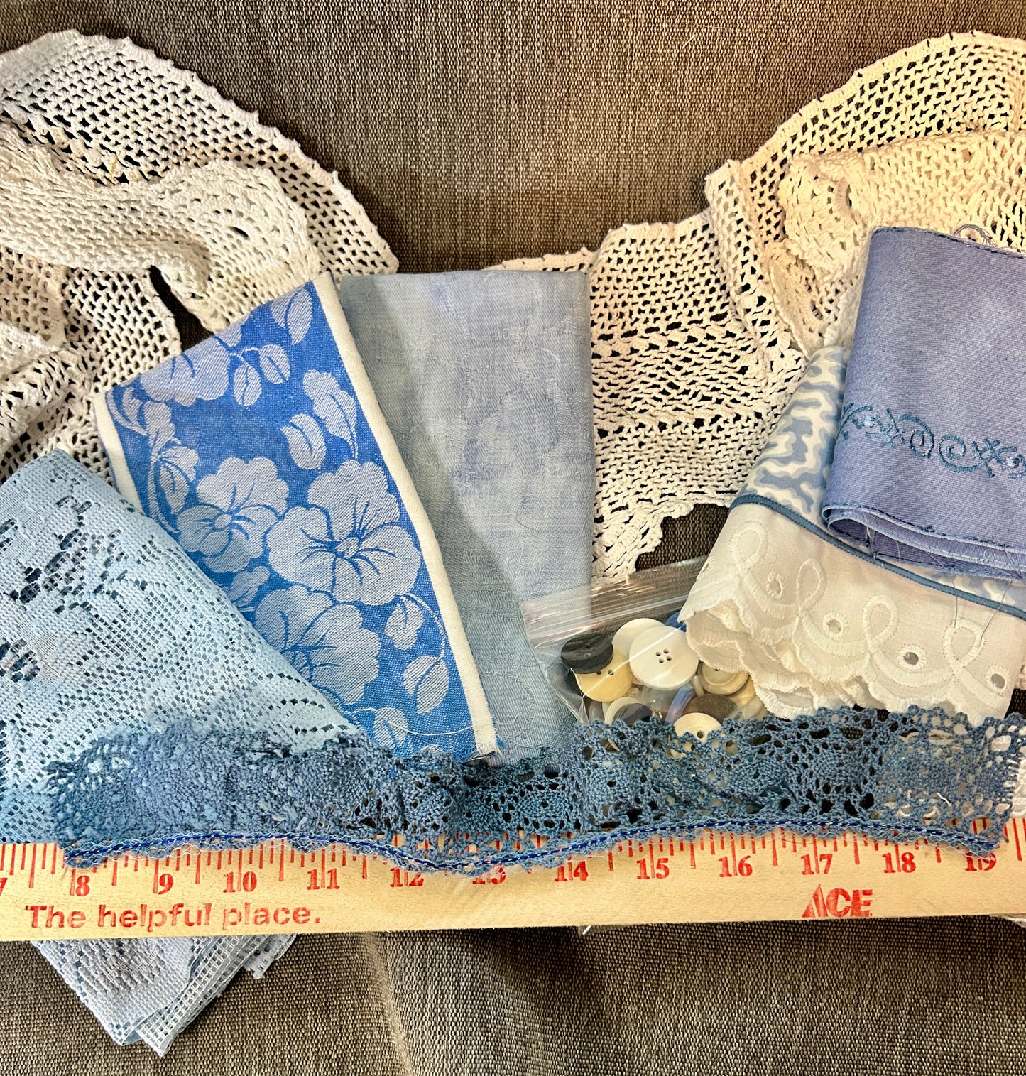Blue Fabric Bundle w/ trims and buttons