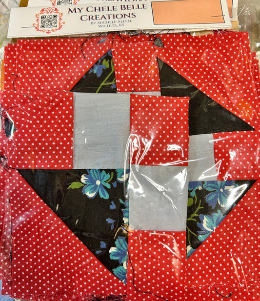 Red polka dot & Black Quilt Squares