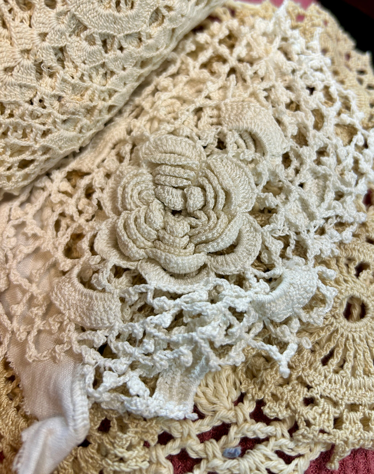Cream & White doily bundle w/ Mother of Pearl Buttons