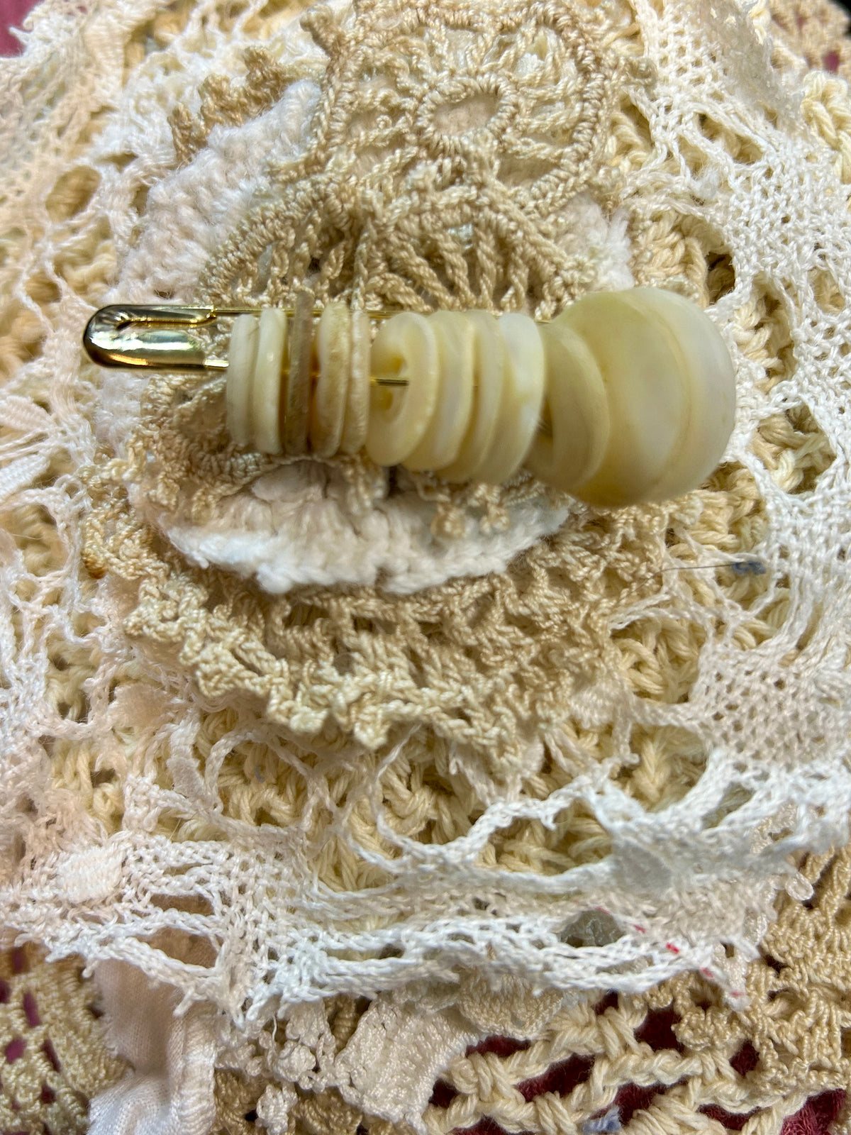 Cream & White doily bundle w/ Mother of Pearl Buttons