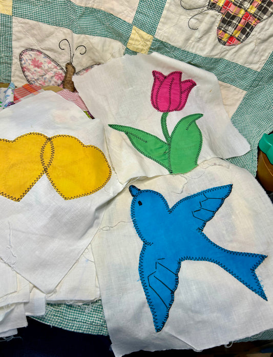 3 Squares: Tulip, Blue Bird, Dbl Heart