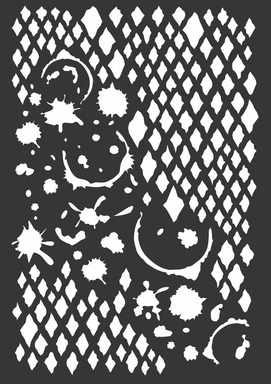 Hobbilicious Distressed Diamond Splatter Stencil