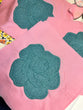 3 pink squares with teal roses - 8.5 X 8.5”