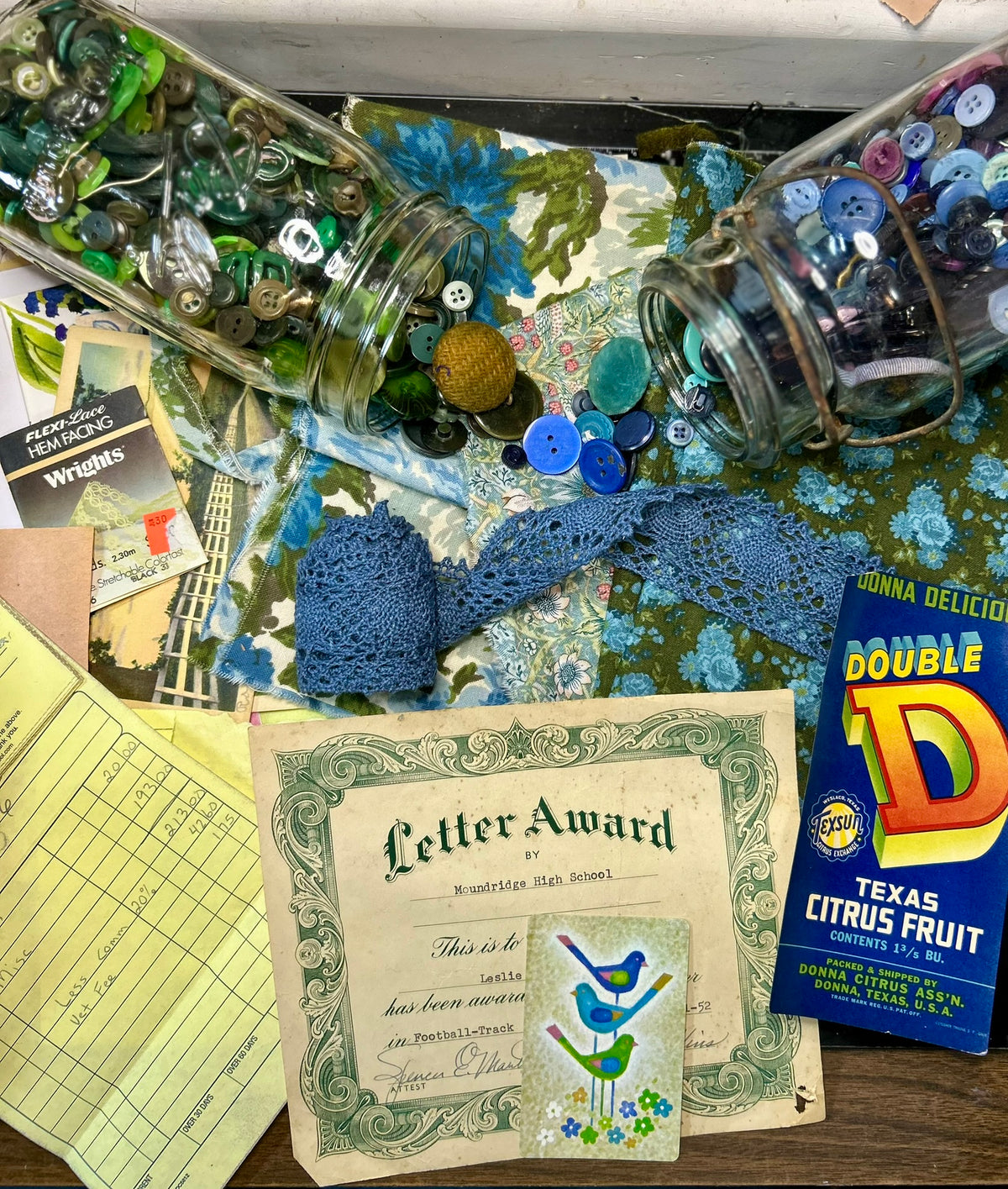 Vintage Inspired Junk Journal - Navy & Green