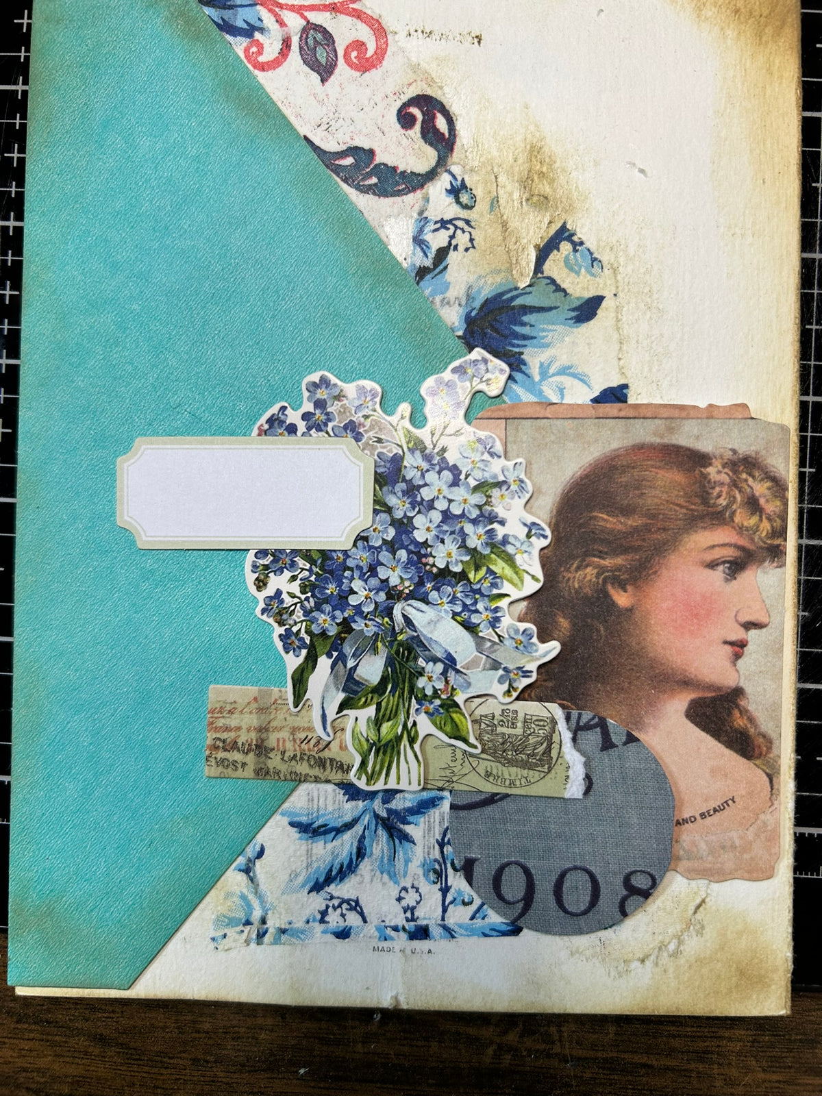 Vintage Inspired Junk Journal - Navy & Green