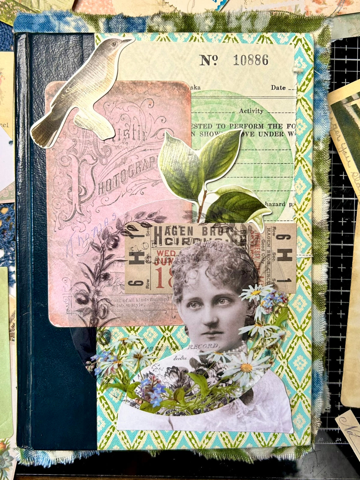 Vintage Inspired Junk Journal - Navy & Green