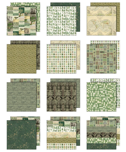 Tim Holtz Paper Palette Collection - Green 12 X 12