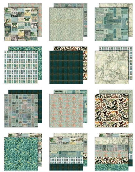 Tim Holtz 12 x 12 scrapbook paper - Teal