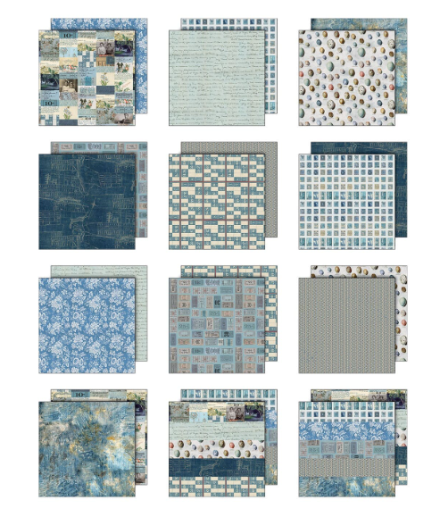Tim Holtz 12 x 12 scrapbook paper - Blue