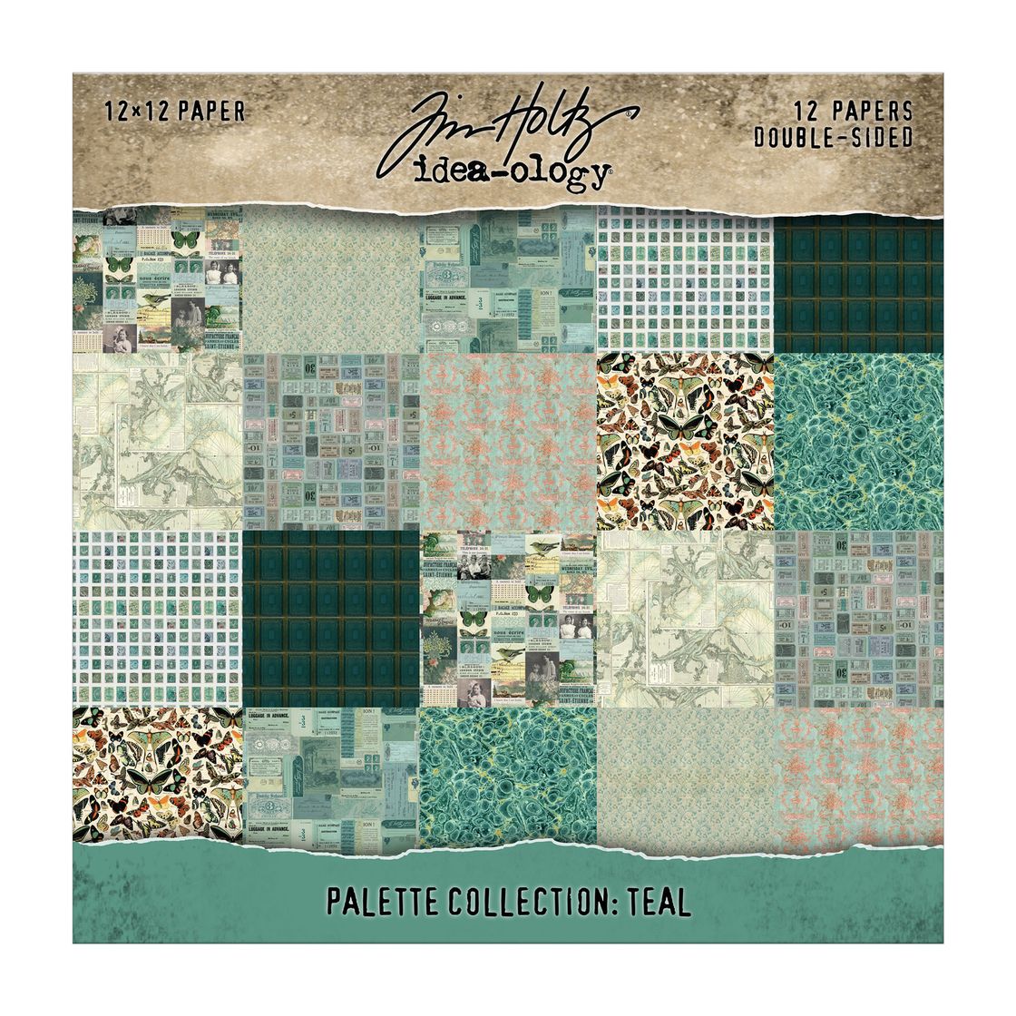 Tim Holtz 8 x 8 scrapbook paper - Teal