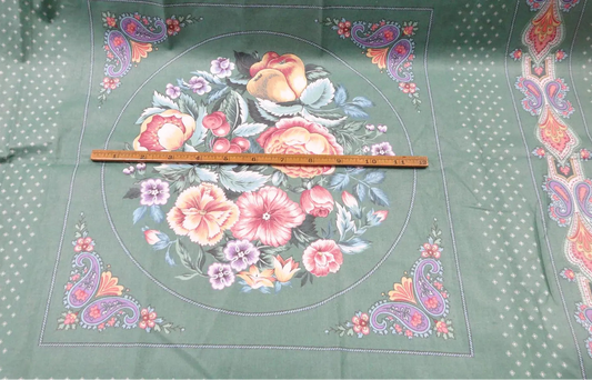 green & pink floral panel