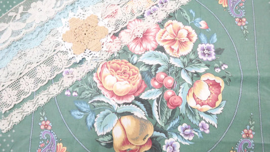 green & pink floral panel