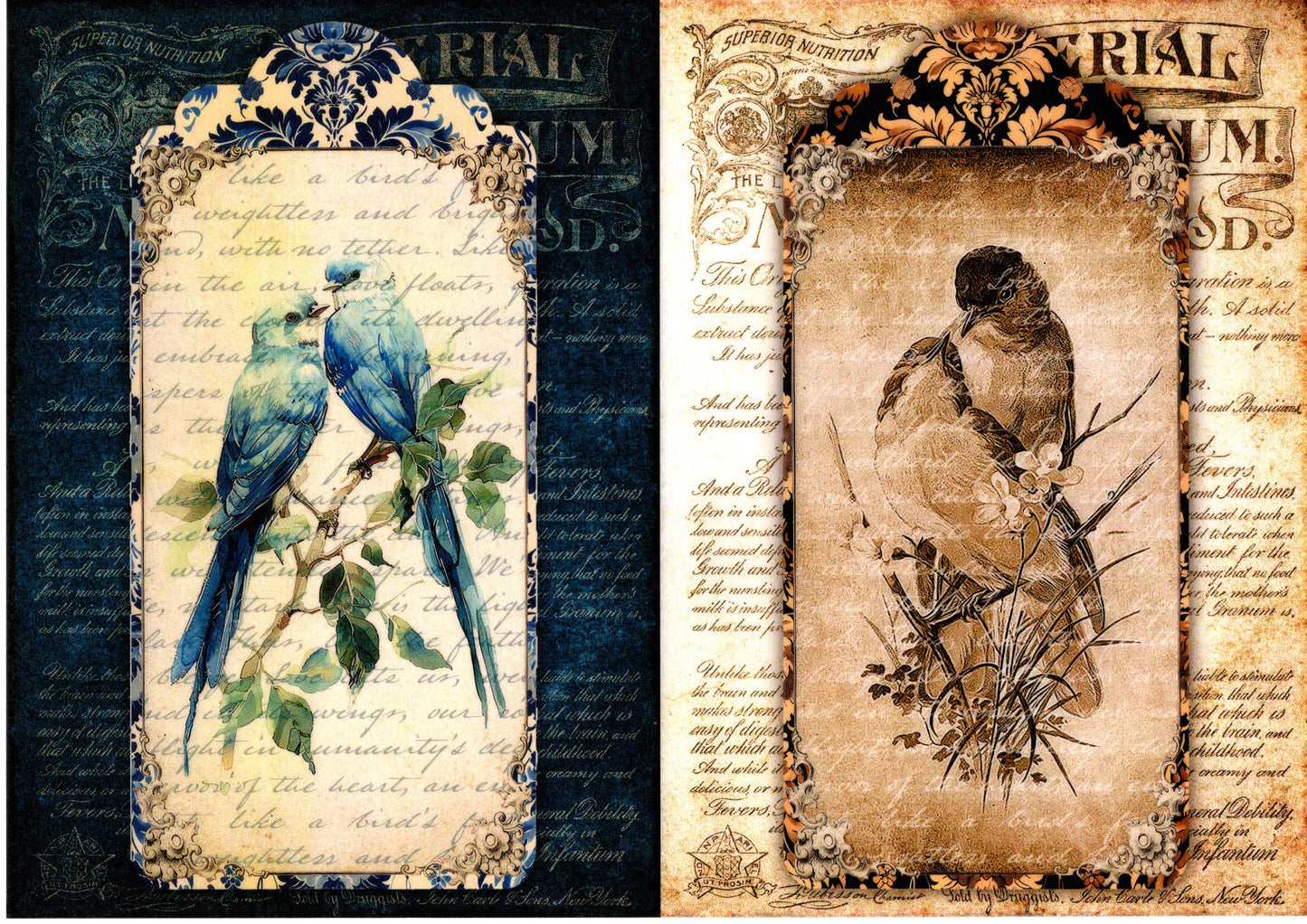 Vintage Birds Collection Rice Paper Pack
