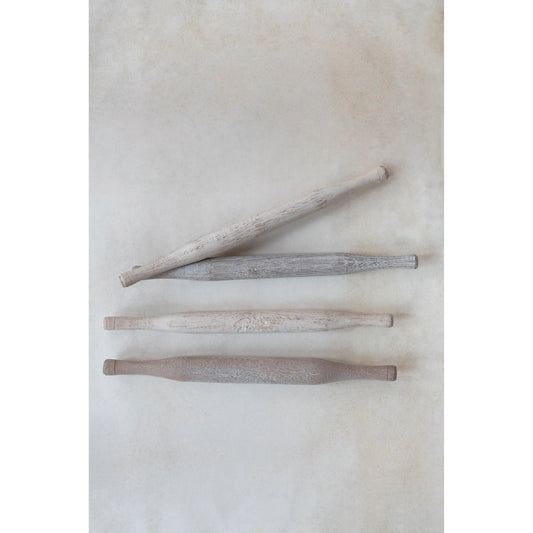 Wood Roti Pin, Found Wood whitewashed 12" long
