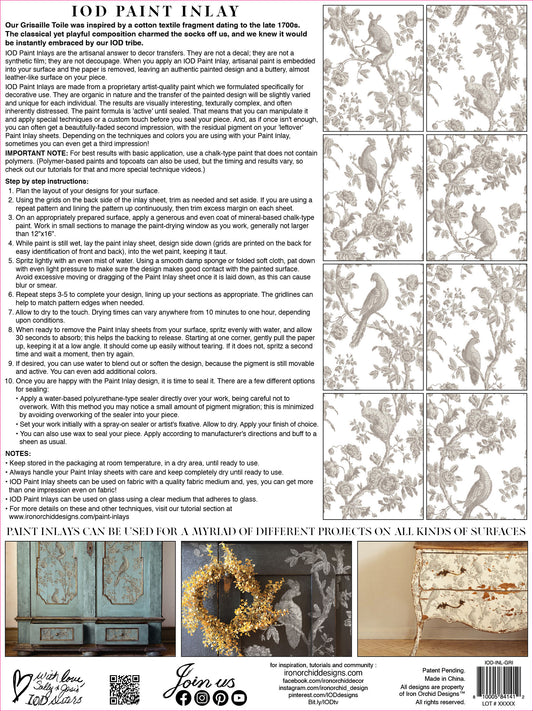 Grisaille Toile IOD Paint Inlay