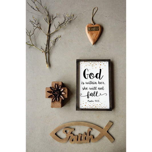 Mango Wood Hanging Heart with Metal "LOVE"